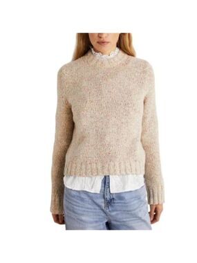 Boden Speckled Fluffy Sweater Ivory Lurex Threads Shimmering Size 10 MSRP $120